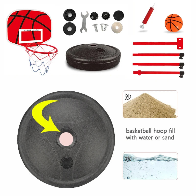 Toddler basketball hoop with 63–150cm height settings