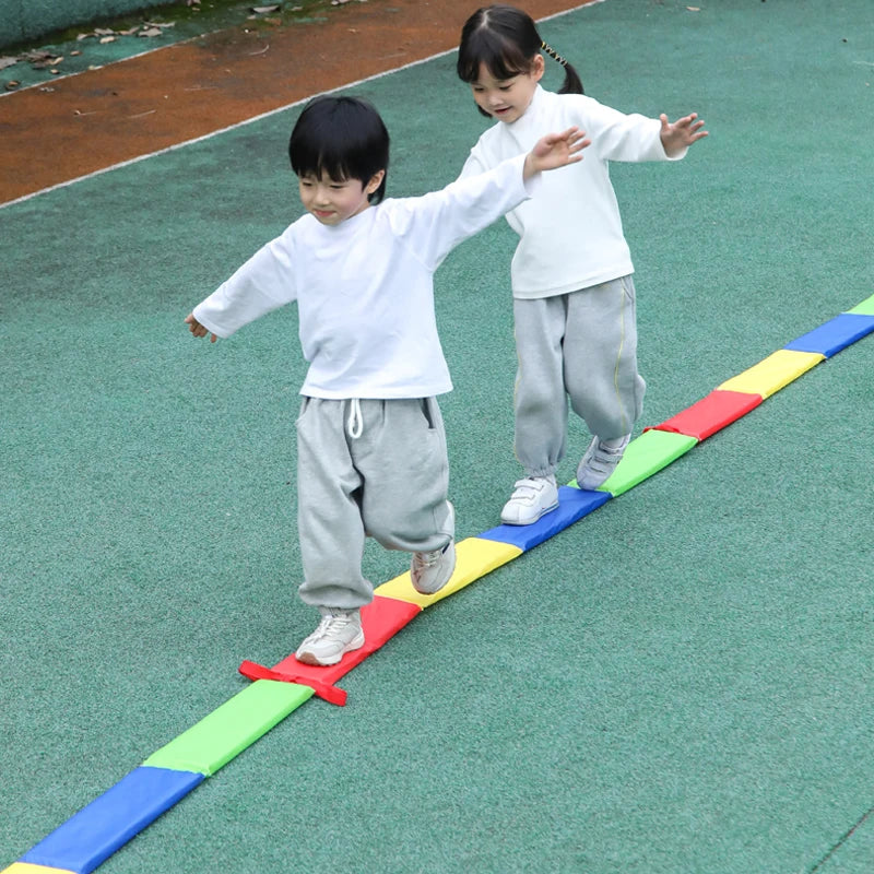 Jump ring game set laid out in a playground