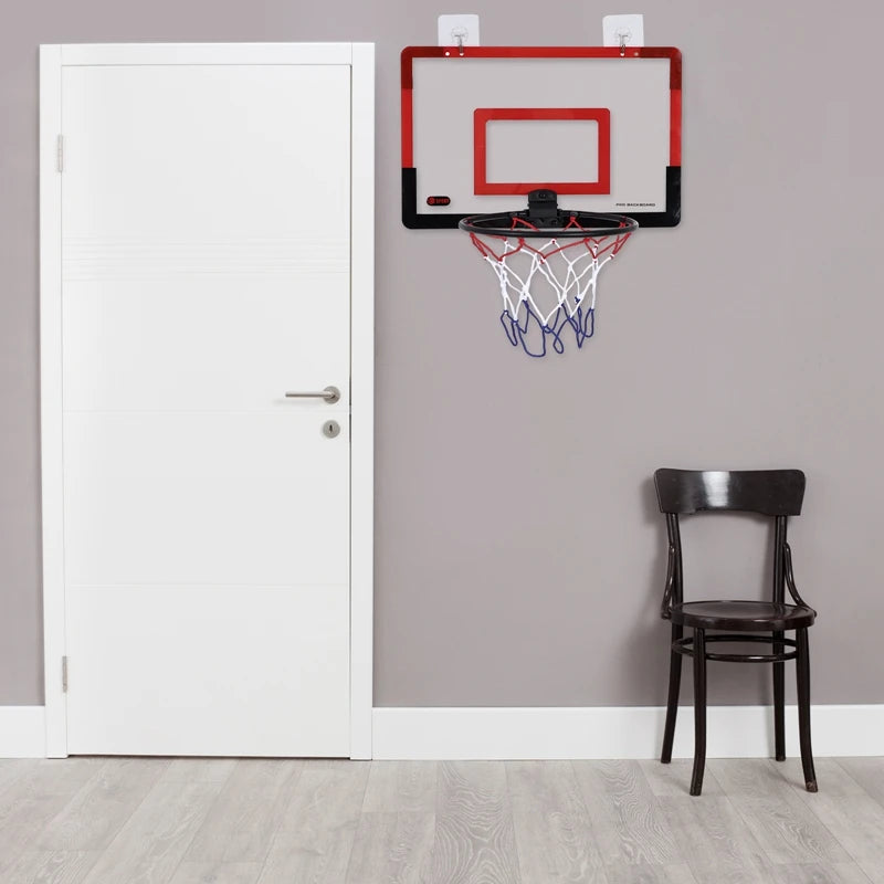 Wall-mounted silent basketball hoop with no-drill adhesive hooks
