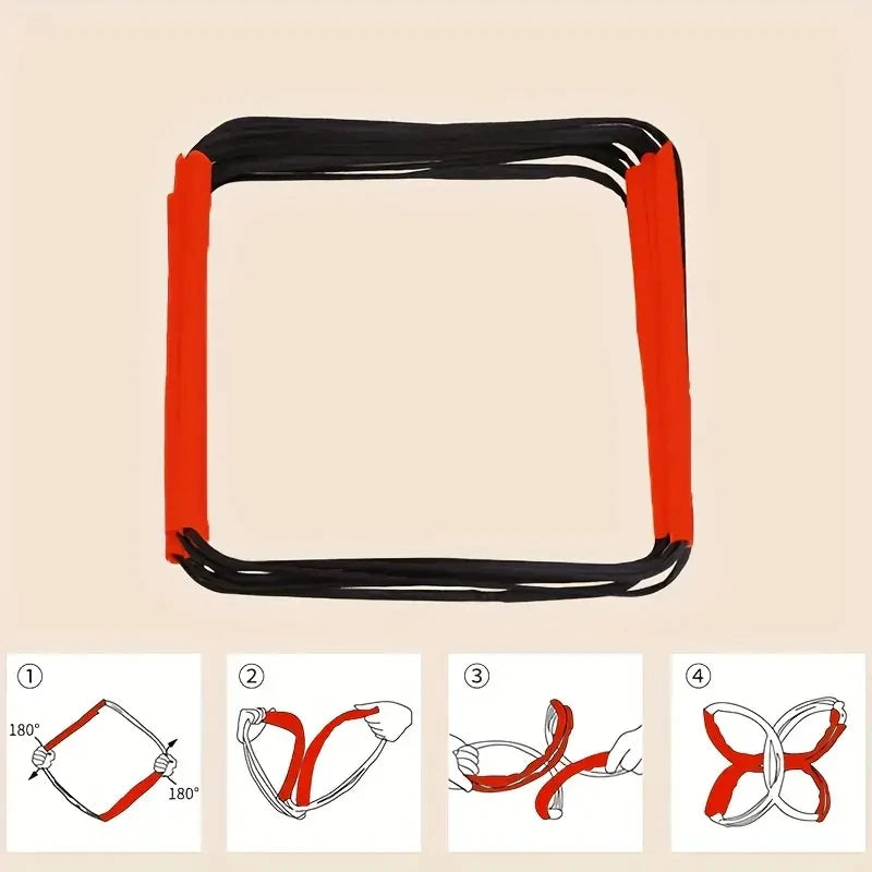 Kid practicing coordination with agility ladder outdoors