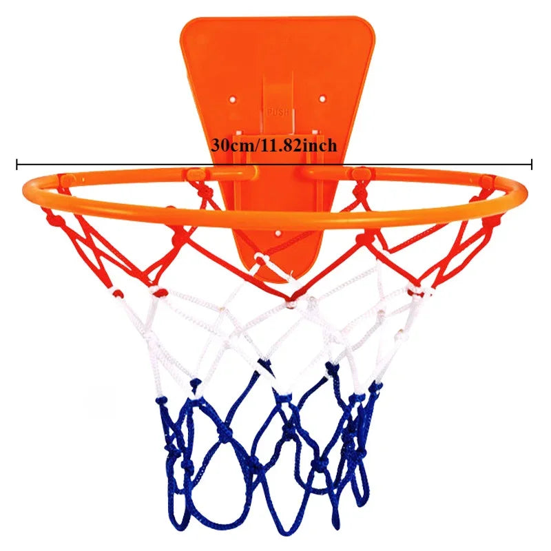 Wall-mounted kids basketball hoop with 30cm (11.82 inch) rim diameter