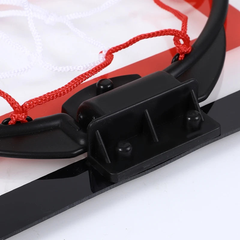 Foldable basketball rim with durable net and backboard for home use
