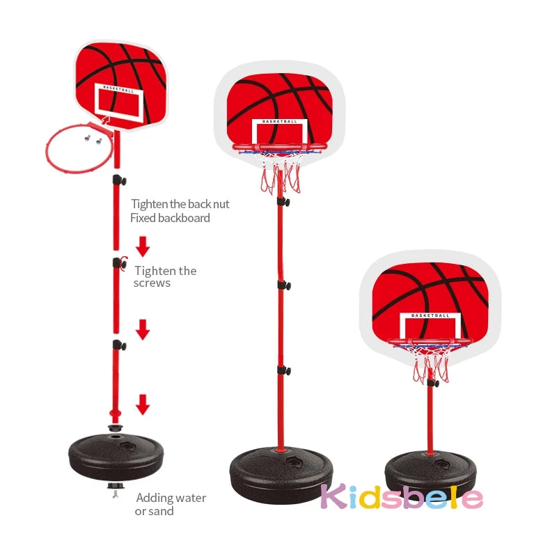 Full set: basketball hoop, stand, ball, and pump