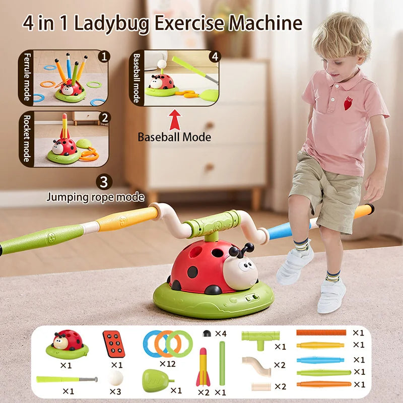 Close-up of ladybug toy base with attachment ports