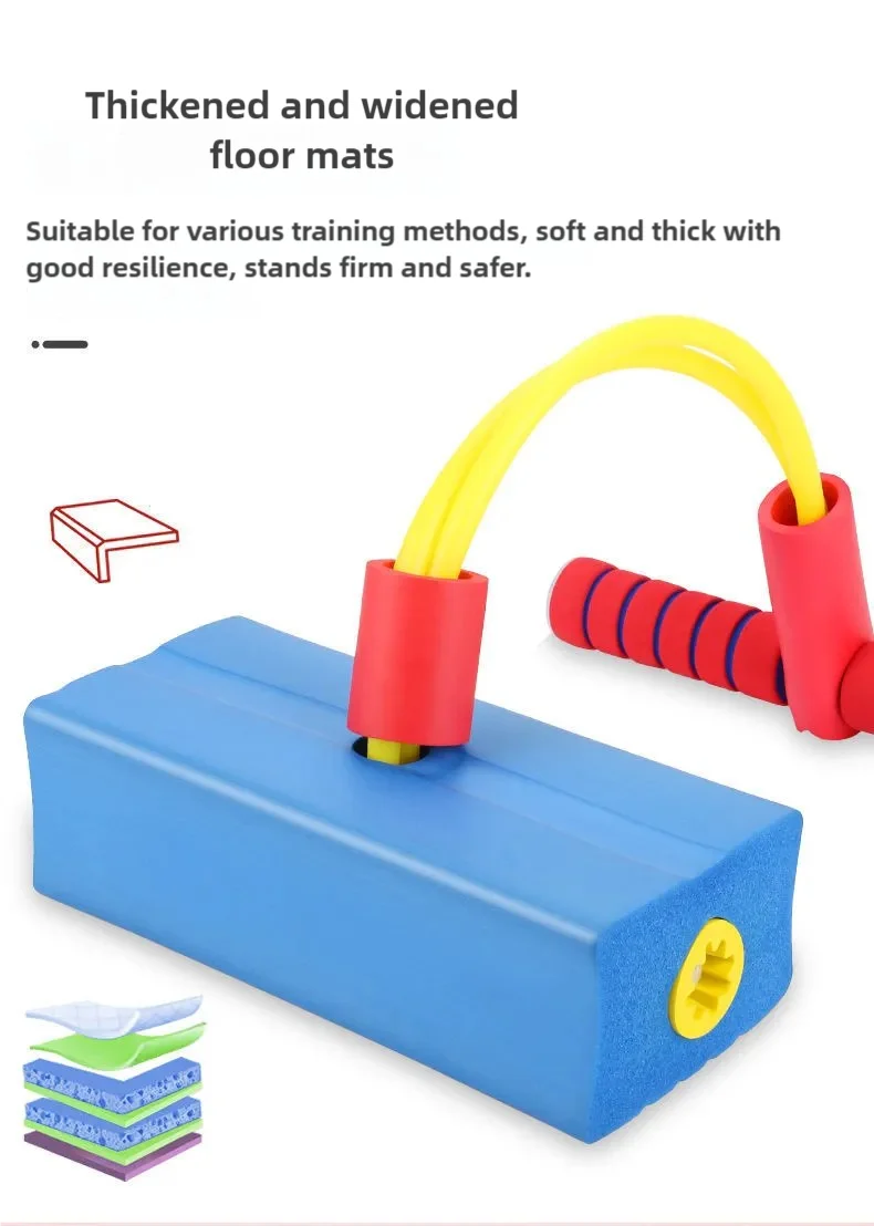 Indoor demonstration of frog jump toy for physical development