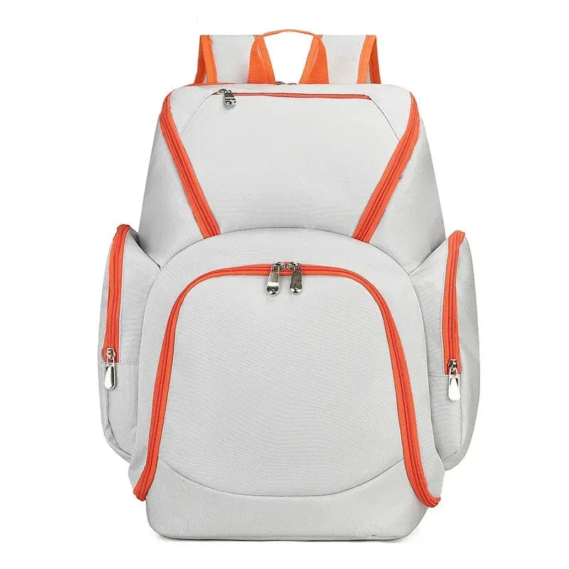 Backpack placed on a bench with travel essentials inside