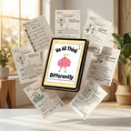 An iPad Pro displaying the 'Day 1 Flamingo Stand' neuro-drill from the 5+3 Focus Blueprint digital guide for ADHD brain training.