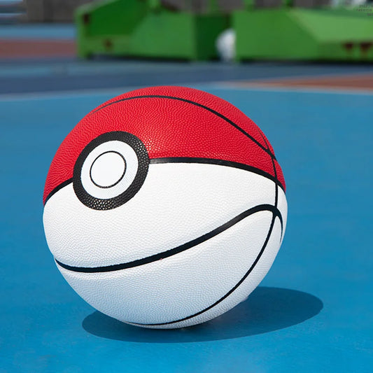 Front view of red and white Veidoorn PU basketball