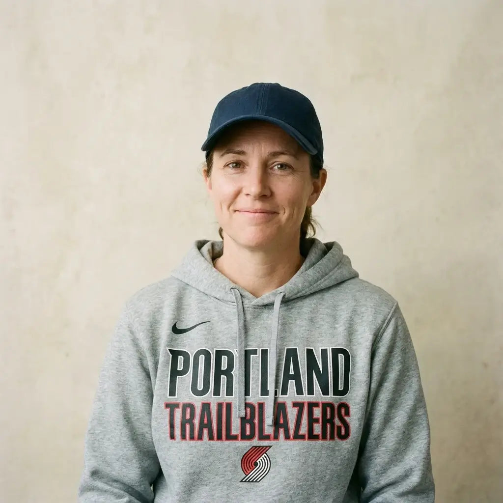 Confident friendly coach headshot in casual sportswear, professional and trustworthy profile photo