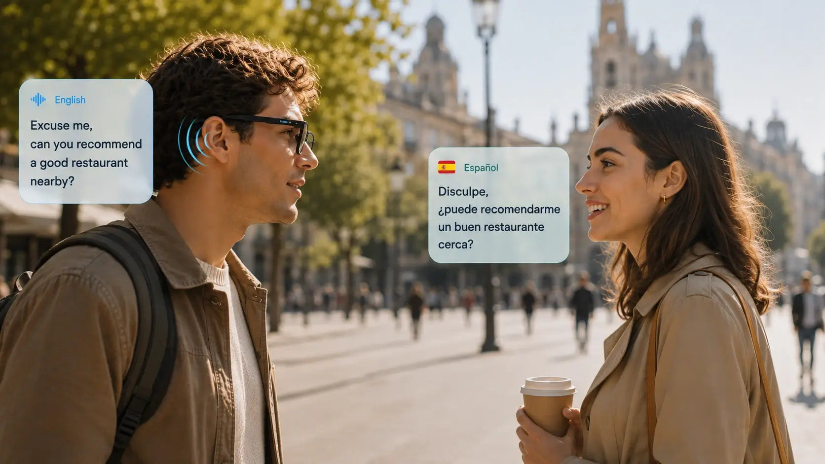 CY03 AI Smart Glasses with real-time conversation translation for travel and multilingual communication