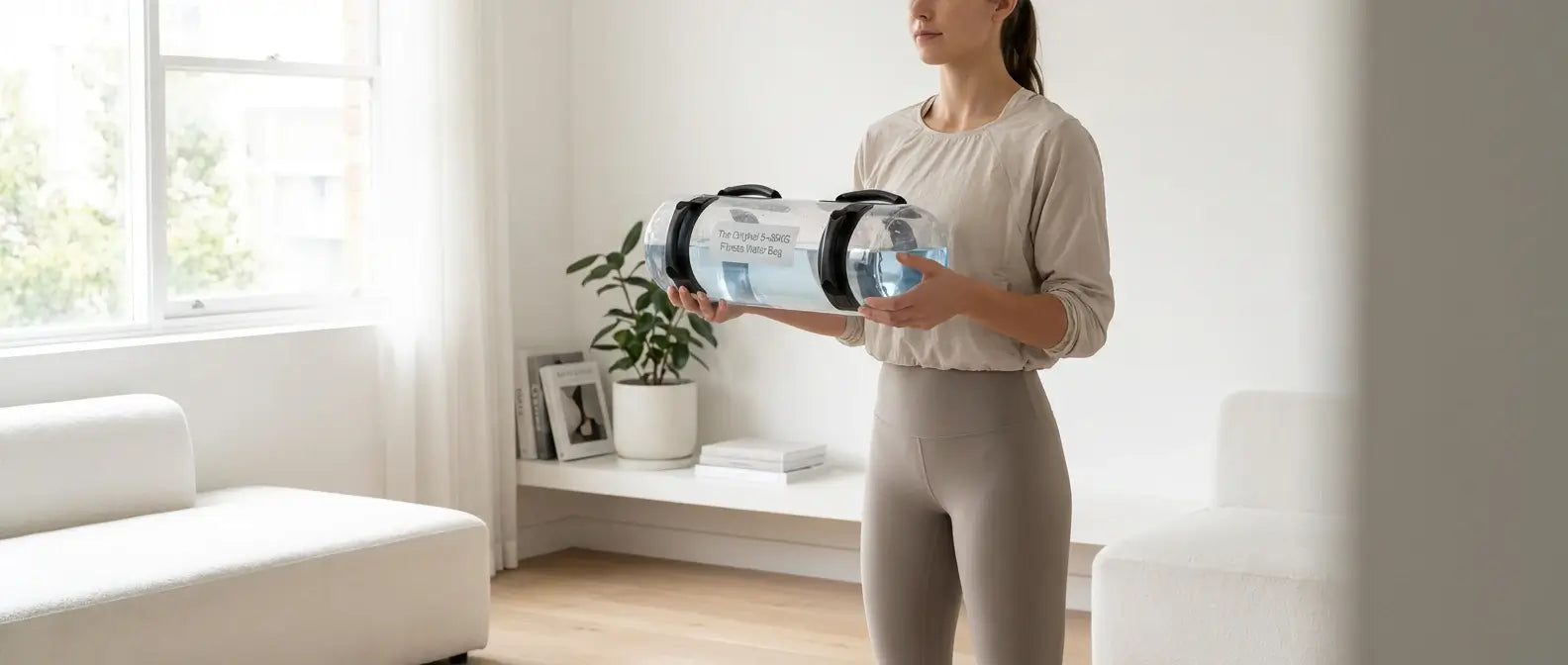 Portable foldable 5-35kg fitness water bag saving space in small home gym