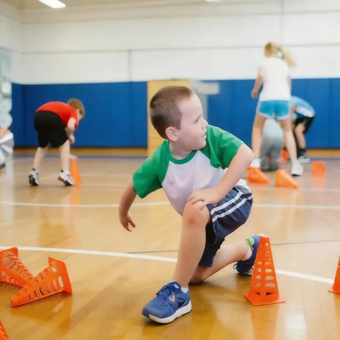 A 3-year-old navigating a ninja obstacle course at First Pick, building agility and functional strength.