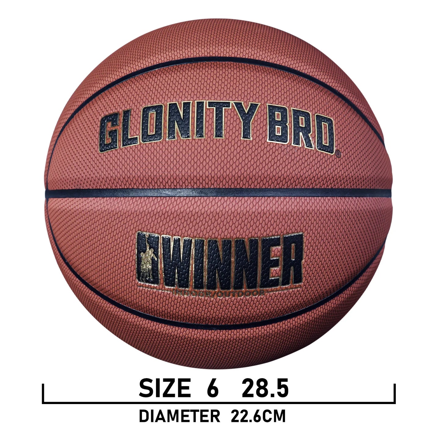 Front view of PU leather basketball for kids and youth
