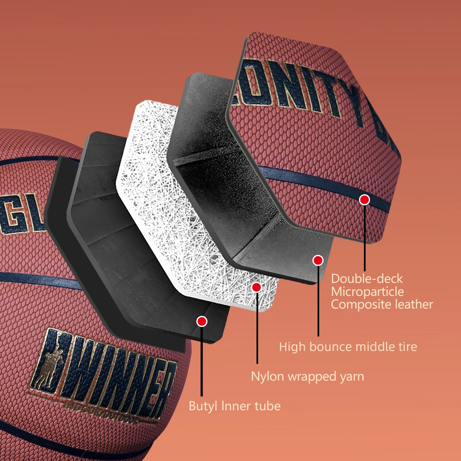 Size 6 PU leather basketball for teenagers