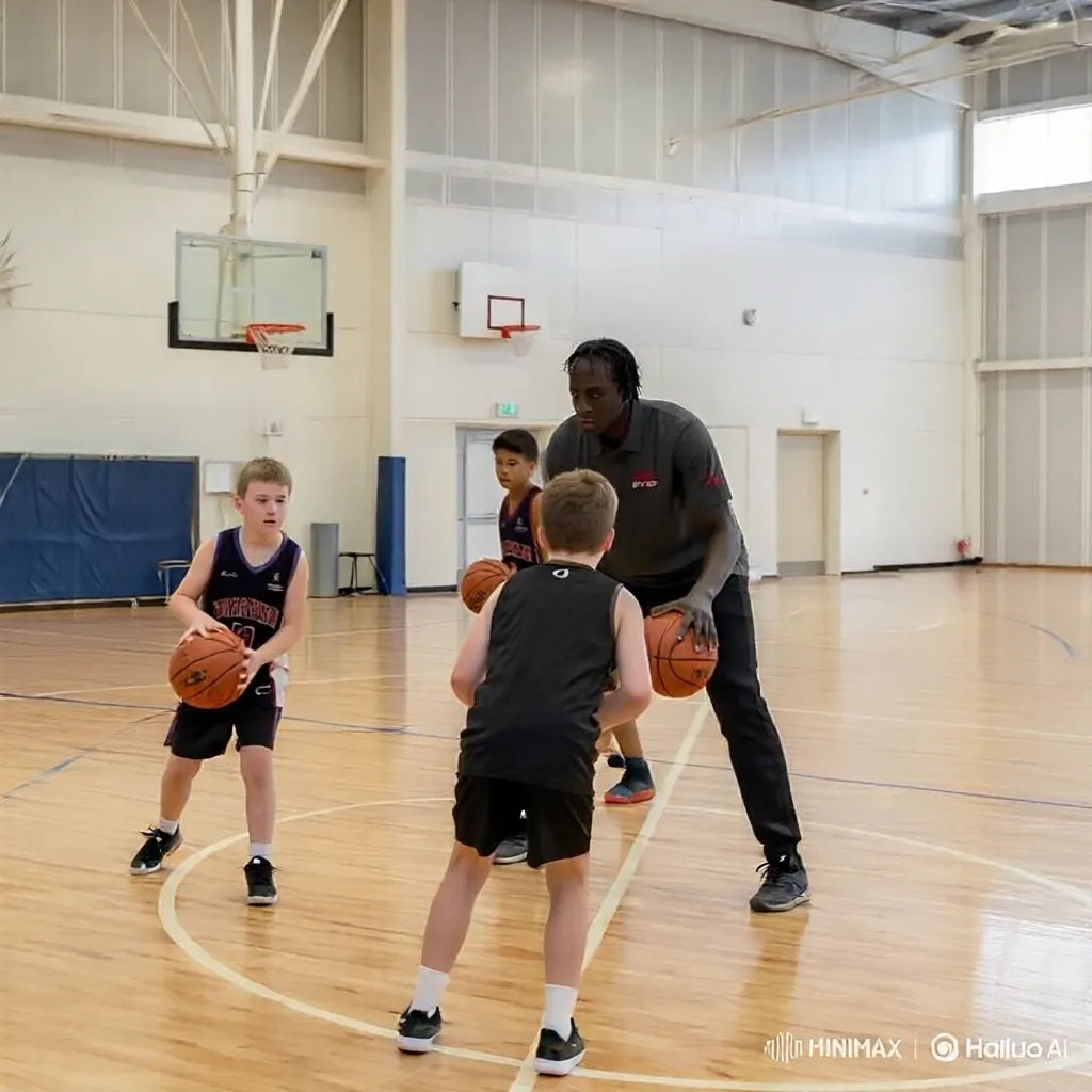 Professional coaching staff leading elite junior basketball drills at Wheelers Hill Secondary College.