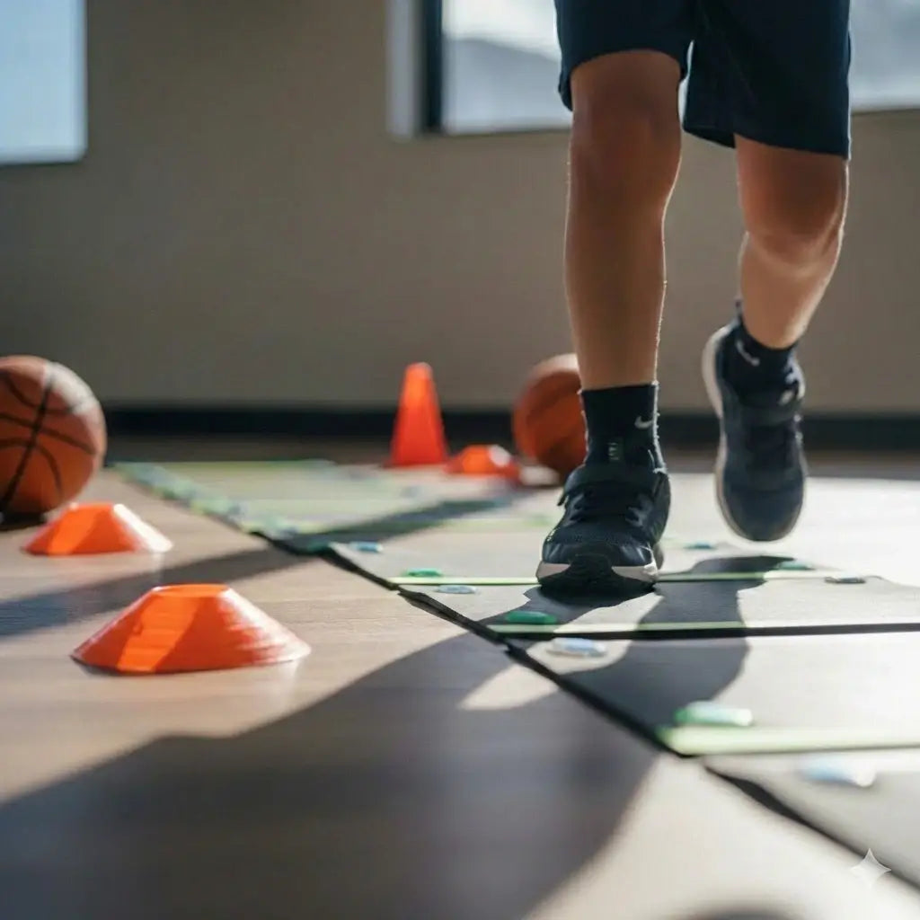 A focused shot of professional reaction training gear used in the 5+3 Methodology at Monash campus to develop junior athletes' neurological response and coordination.
