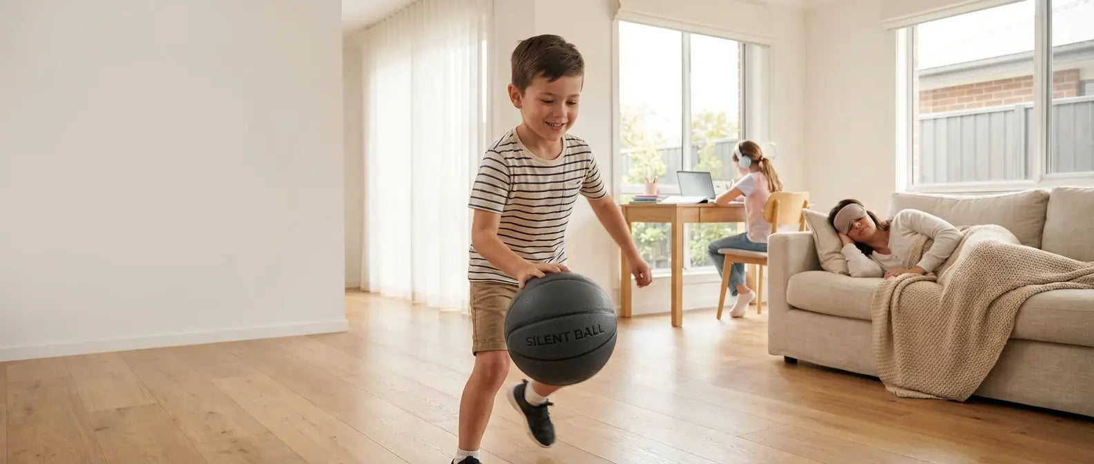Premium non-disruptive silent basketball for indoor apartment use, quiet home training & kids play for Australia & North America