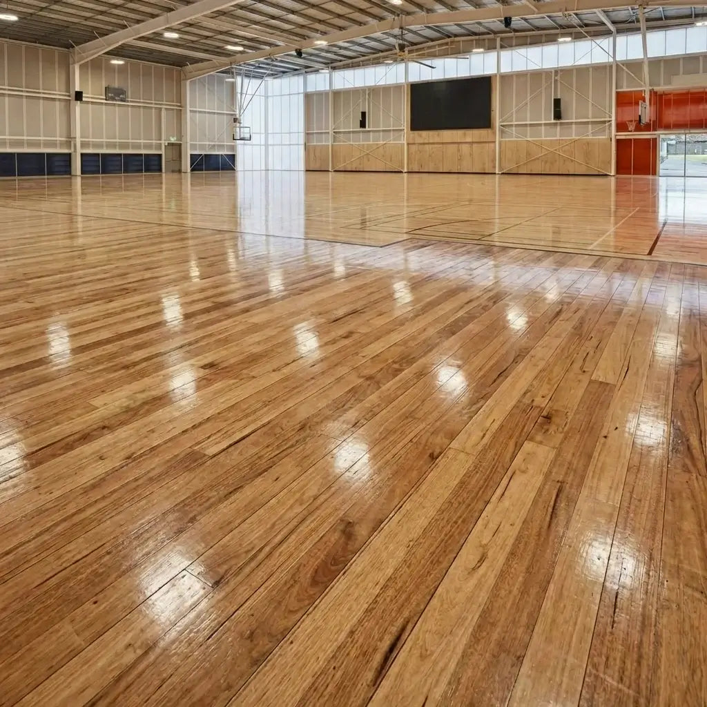 Professional wooden basketball courts at Wheelers Hill Secondary College, home of the First Pick Elite Academy.